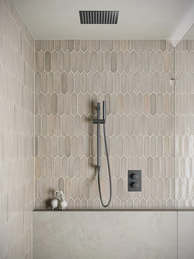 Saniclear Cube inbouw regendouche met inbouw douchekop 30x30cm, glijstang en staafhanddouche verouderd ijzer - gunmetal