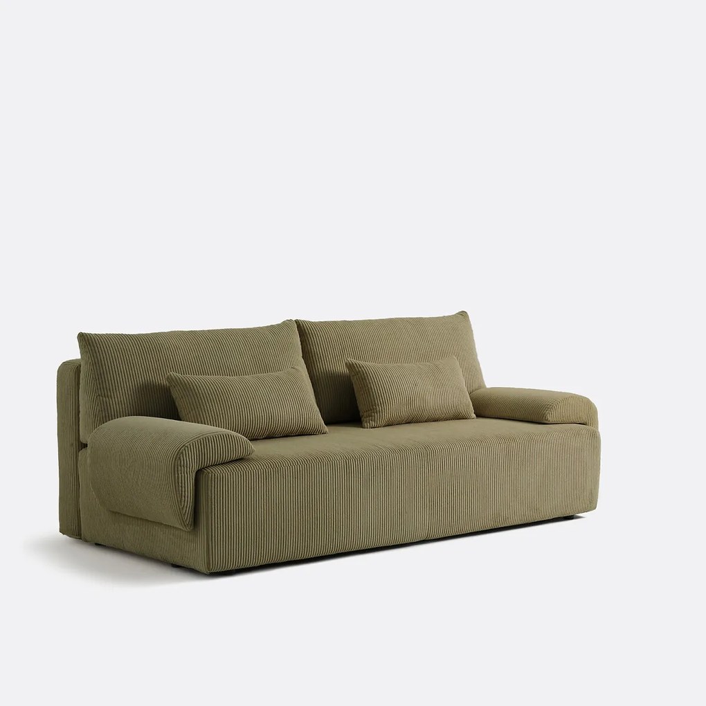 3-zits omvormbare bank met koffer, van ribfluweel, MAONA