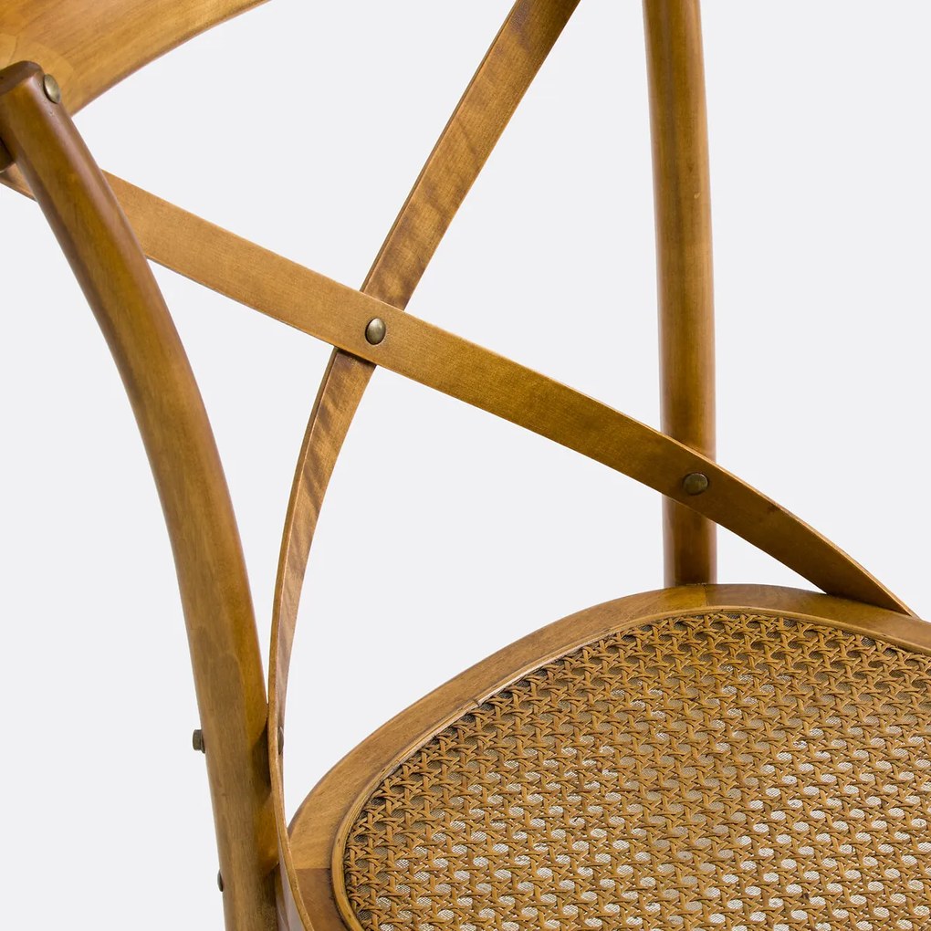 Set van 2 stoelen, hout en riet Cedak