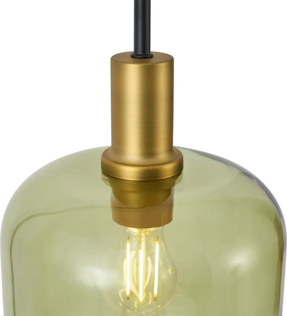 Hotel Chique vloerlamp zwart en goud met groen glas - Zuzanna