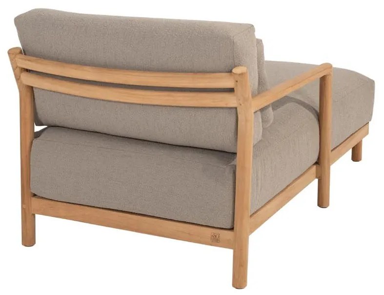 4 Seasons Outdoor Marie chaise loungeset teak met loungestoel en Finn tafels  Loungeset    taupe weerbestendig