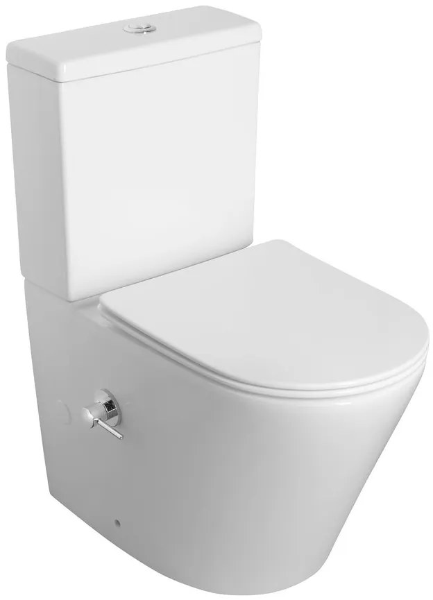 Sapho Paco randloos staand toilet met kraan en bidet spoeler 38x61x80cm wit