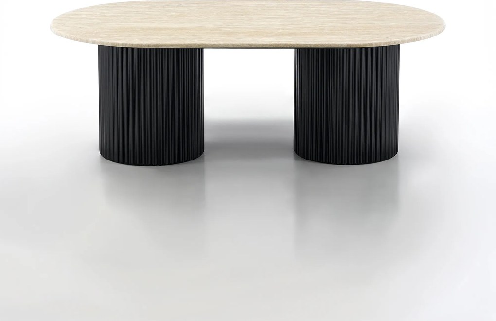 Salontafel Met Travertin - 130 X 70cm.