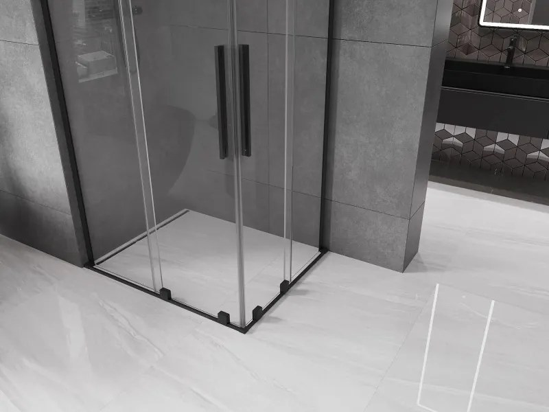 Mexen Velar L Duo schuifdouchecabine 100 x 90 cm, transparant, zwart - 871-100-090-02-03-70