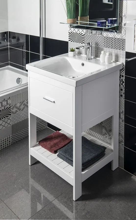 Aqualine Zuno keramische wastafel 55cm wit