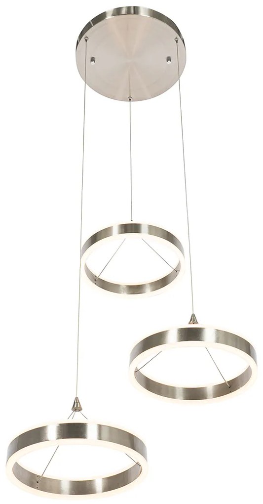 Hanglamp staal rond incl. LED 3-staps dimbaar 3-lichts - Lyani