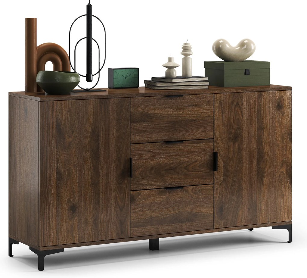 Kast LANA 04 Elegant walnoot - STAANDE 2-DEURS KAST MET LADEN