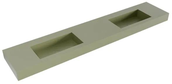 Mondiaz ZINK Army vrijhangende solid surface wastafel 230cm dubbel rand 12cm XM49462Army