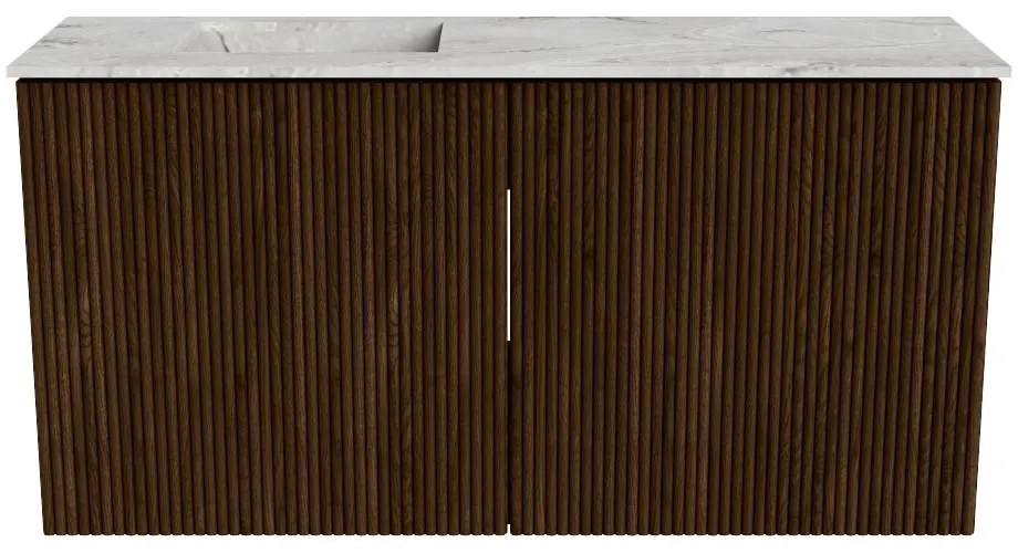Mondiaz Joya DLux 80cm toiletmeubel walnut met wastafel faye links zonder kraangat glace