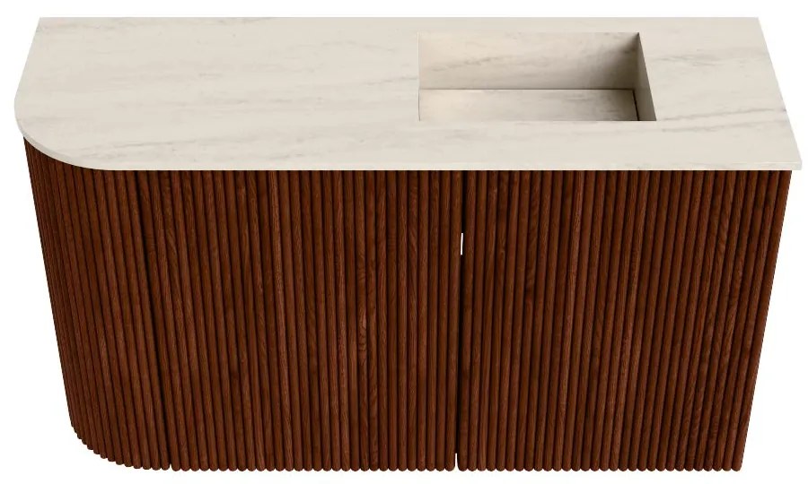 Mondiaz Joya DLux 70cm toiletmeubel ronding links ruby met wastafel faye rechts zonder kraangat meli