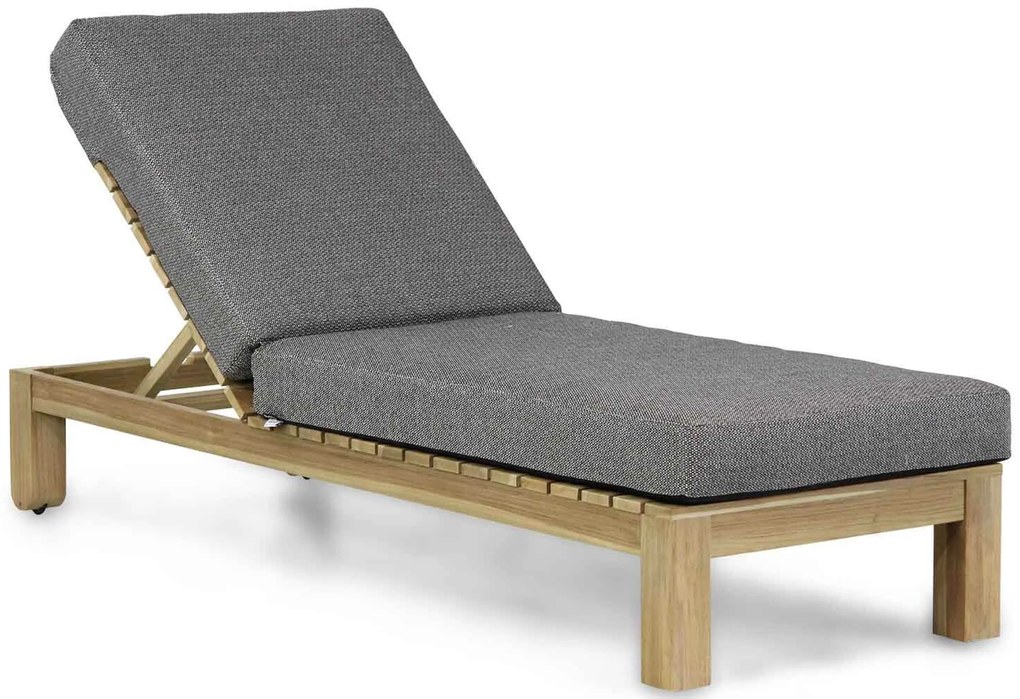 Santika Furniture Santika Arlington Lounger Met Antraciet Kussen Teak Old Teak Greywash