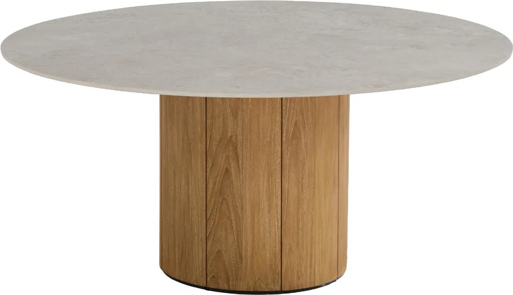 Taste by 4 Seasons Bosco tuintafel teak met keramisch blad Oyster Ø 160 cm Tuintafel houtkleur weerbestendig