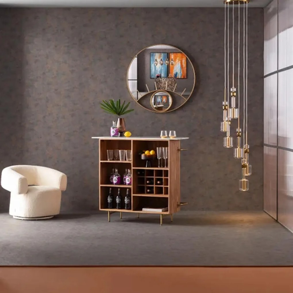 Kare Design Grace Barmeubel Mangohout Met Marmer - 120 X 48cm.