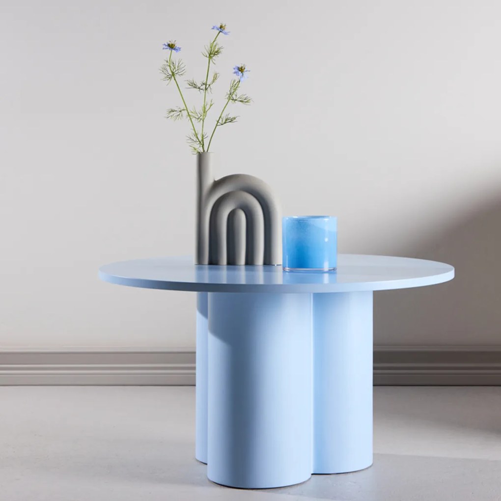 Salontafel Met Cilindervormige Poten Blauw - 80 X 80cm.