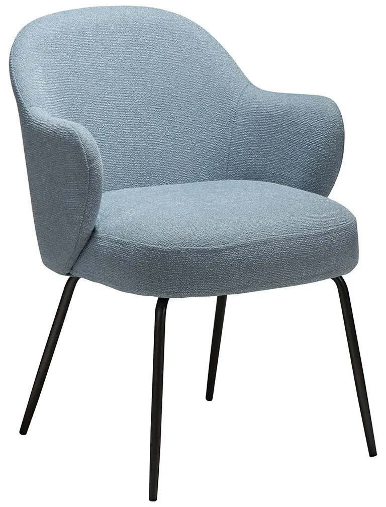 Dan-Form Bae Luxe Eetkamerstoel Met Armleuningen Blauw Boucle