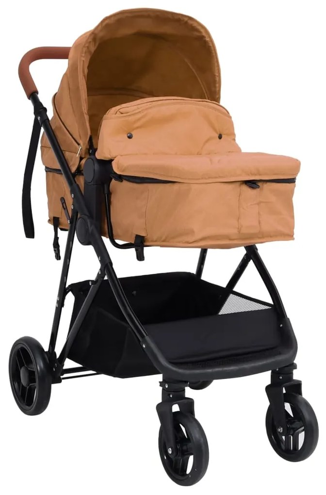 vidaXL Kinderwagen 3-in-1 staal taupe en zwart