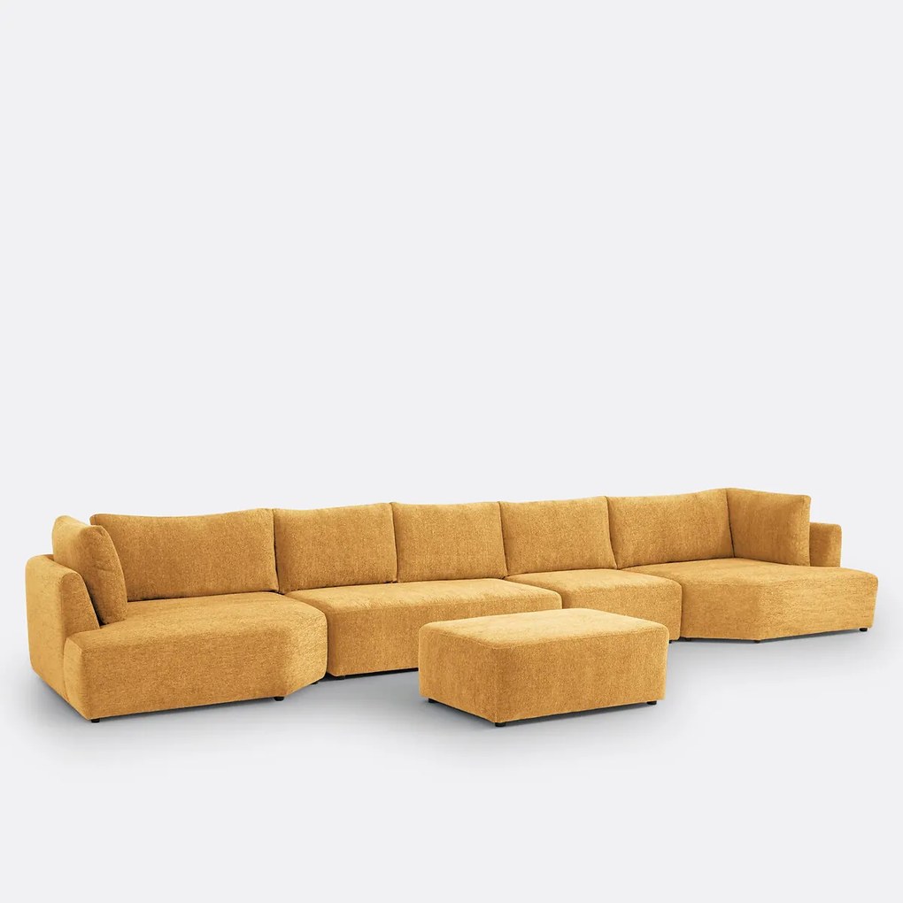 Polyester poef, gemêleerd chenille, Monica