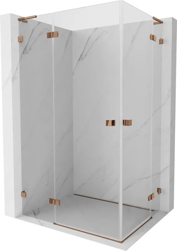 Mexen Lunar L Duo douchecabine scharnierend links 110 x 80 cm, transparant, roze goud - 834L-110L-080P-60-00