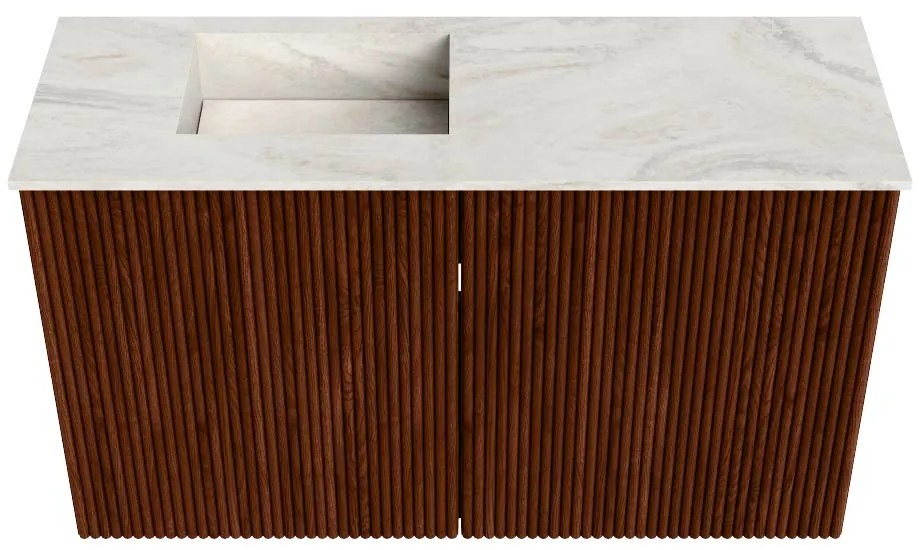Mondiaz Joya DLux 70cm toiletmeubel ruby met wastafel faye links 1 kraangat ostra