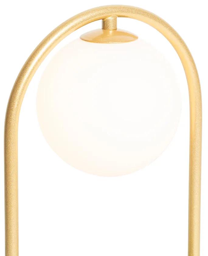 Art Deco tafellamp goud met wit glas - Isabella Art Deco, Design G9 ovaal Binnenverlichting Lamp