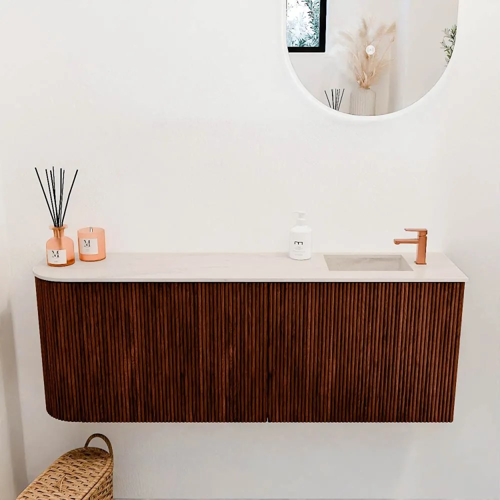 Mondiaz Joya DLux 110cm toiletmeubel ronding links ruby met wastafel faye rechts 1 kraangat meli
