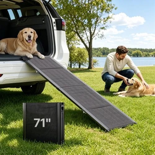 VEVOR Hondenhelling, 180 x 50,8 cm, Opvouwbare hondenhellingen voor in de auto voor middelgrote en grote honden tot 113 kg, Hondentrap met antislip Oxford-stofoppervlak, Draagbare instaphulp voor SUV's en vrachtwagens