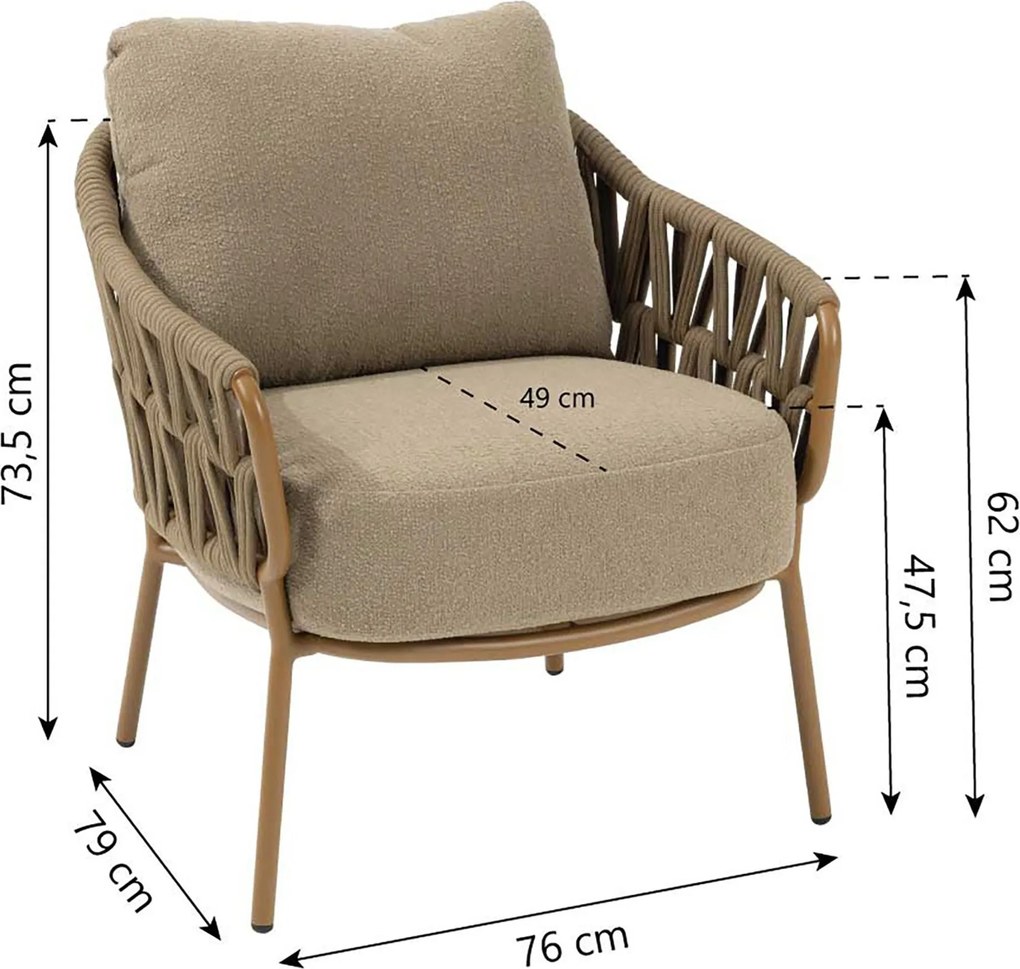 4 Seasons Outdoor Seasons Biarritz Low Dining Chair Amber With Cushions(per Stuks) Rope Taupe