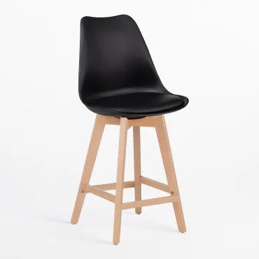 Nordic Hoge Kruk Met Kunstleren Kussen Zwart & ↑65 Cm - Sklum