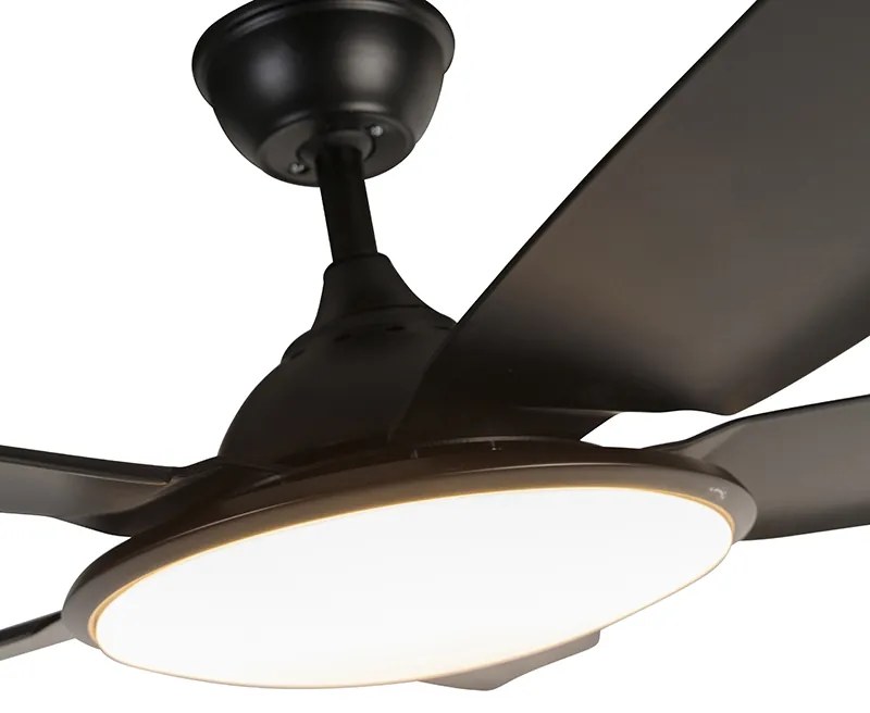 Plafondventilator met lamp zwart 130cm incl. LED dimbaar met afstandsbediening - Vifte Modern rond Binnenverlichting Lamp