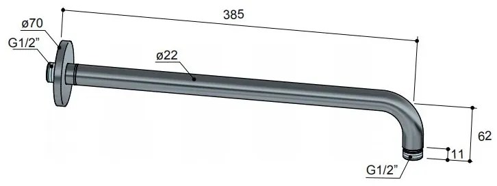 Hotbath Cobber Douchearm Wandmontage 40cm Geborsteld Messing PVD CB450