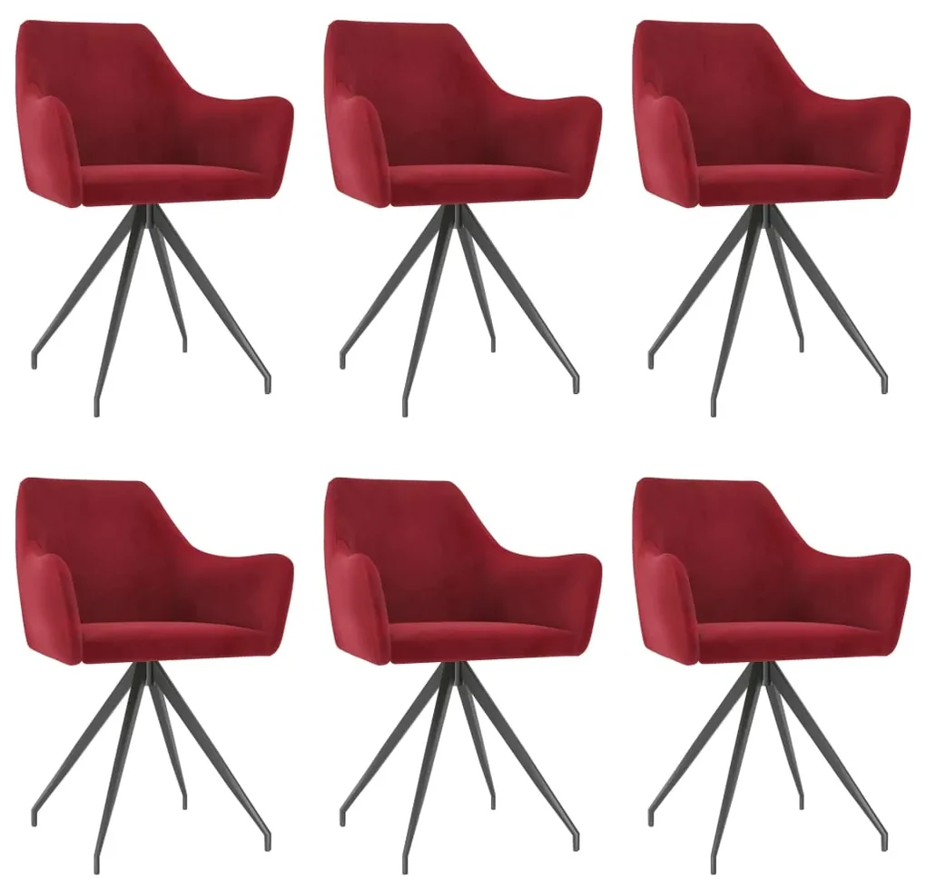 vidaXL Eetkamerstoelen 6 st fluweel wijnrood