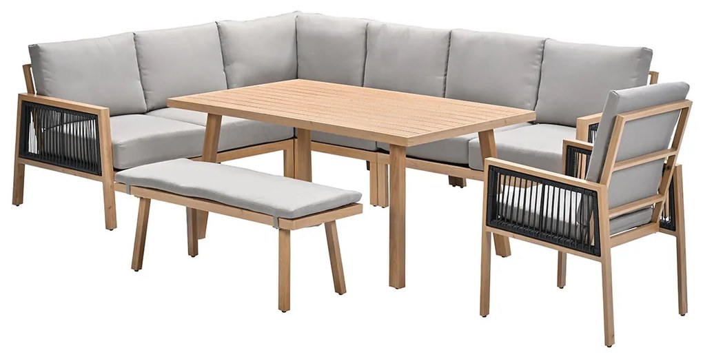 Garden Impressions San Capri lounge dining set 7-delig links - light teak aluminium