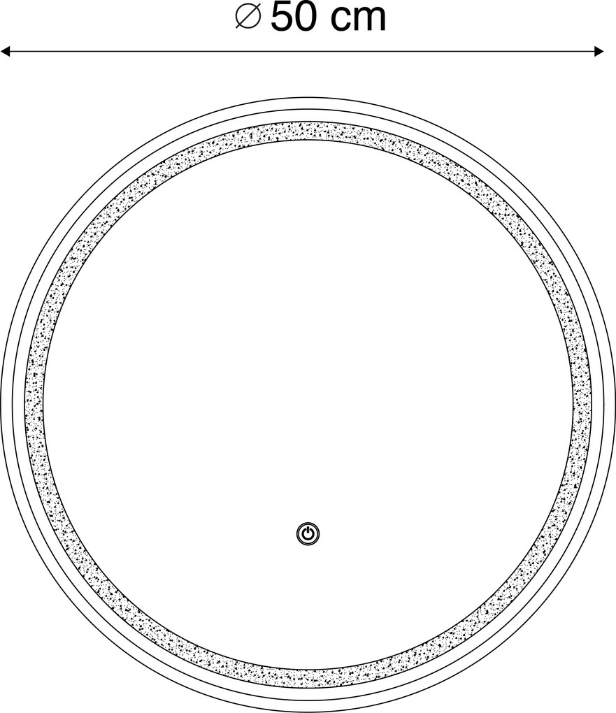 Badkamerspiegel koper 50 cm incl. LED 3-staps dimbaar met touch rond - Miral