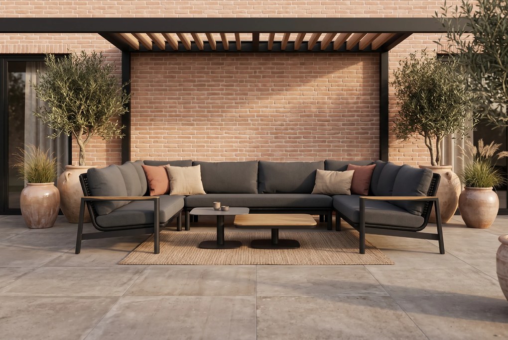 Hoek loungeset 5 personen Aluminium/Rope Grijs Coco Ralph