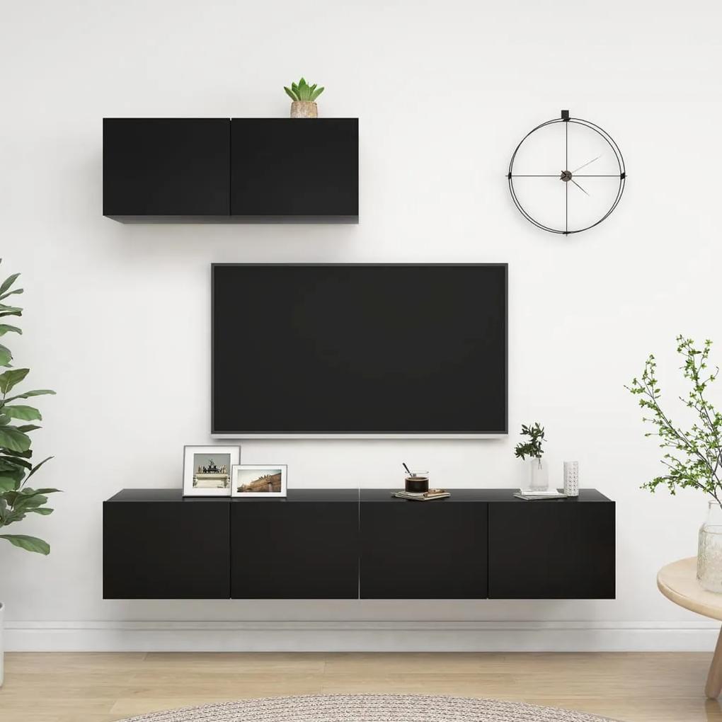vidaXL Tv-meubelen 3 st spaanplaat zwart