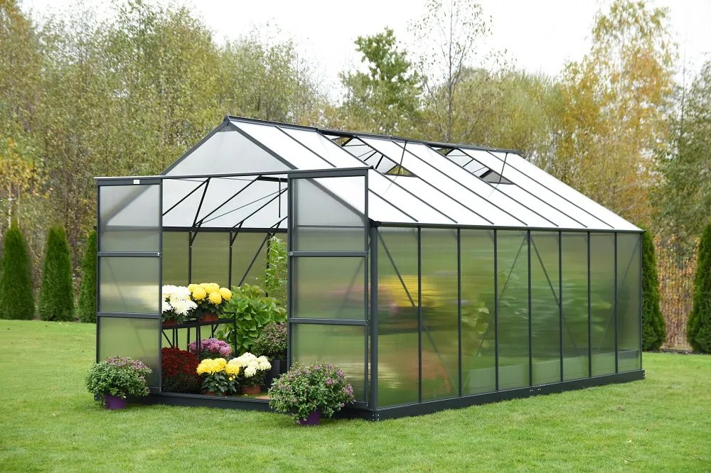 Azalia aluminium serre 2,5 x 4,9 m CoverTech antraciet