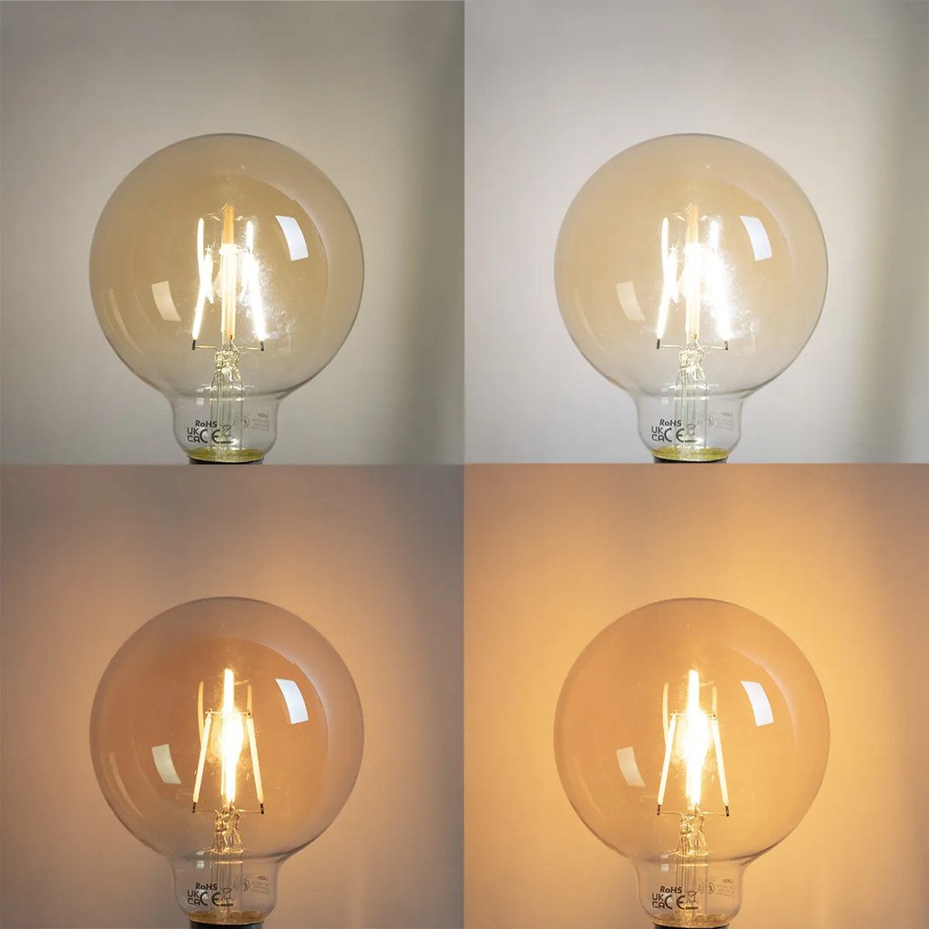 Set van 5 E27 dimbare LED lampen G95 4.9W 320 lm 2500K