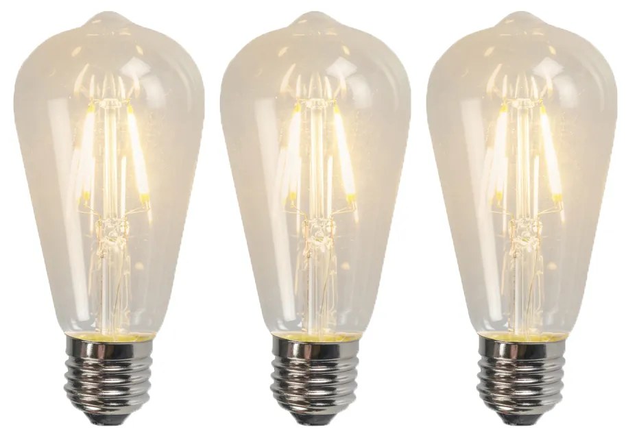 Set van 3 E27 LED filament lamp ST64 4W 320 lm 2700K