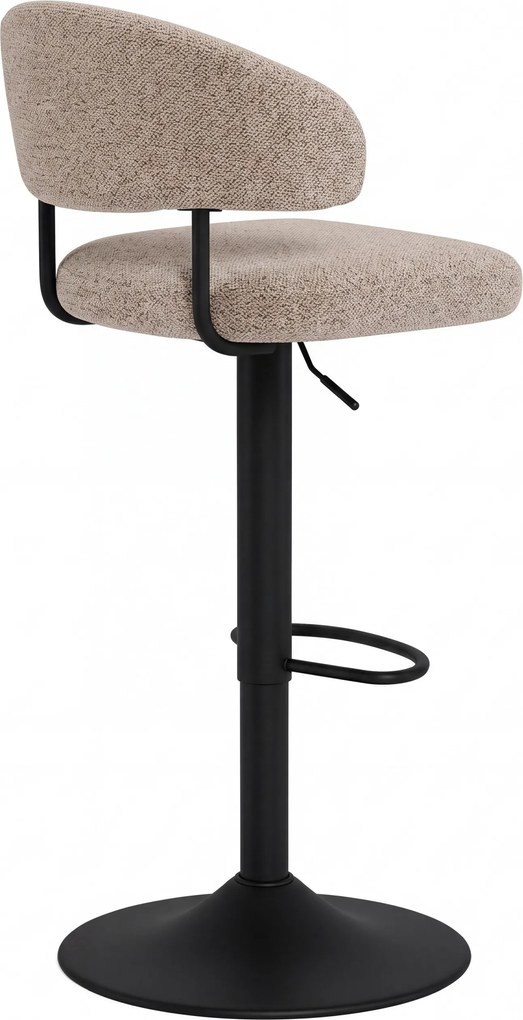 Mazzoni IRIS Latte Beige (stof Monza 60)/zwarte poot - GESTOFFEERDE BARKRUK VOOR KEUKEN/BAR