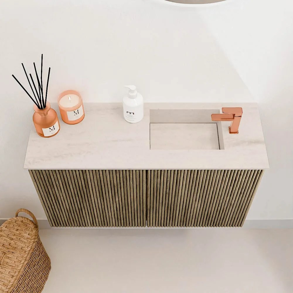 Mondiaz Joya DLux 70cm toiletmeubel dusk met wastafel faye rechts 1 kraangat meli