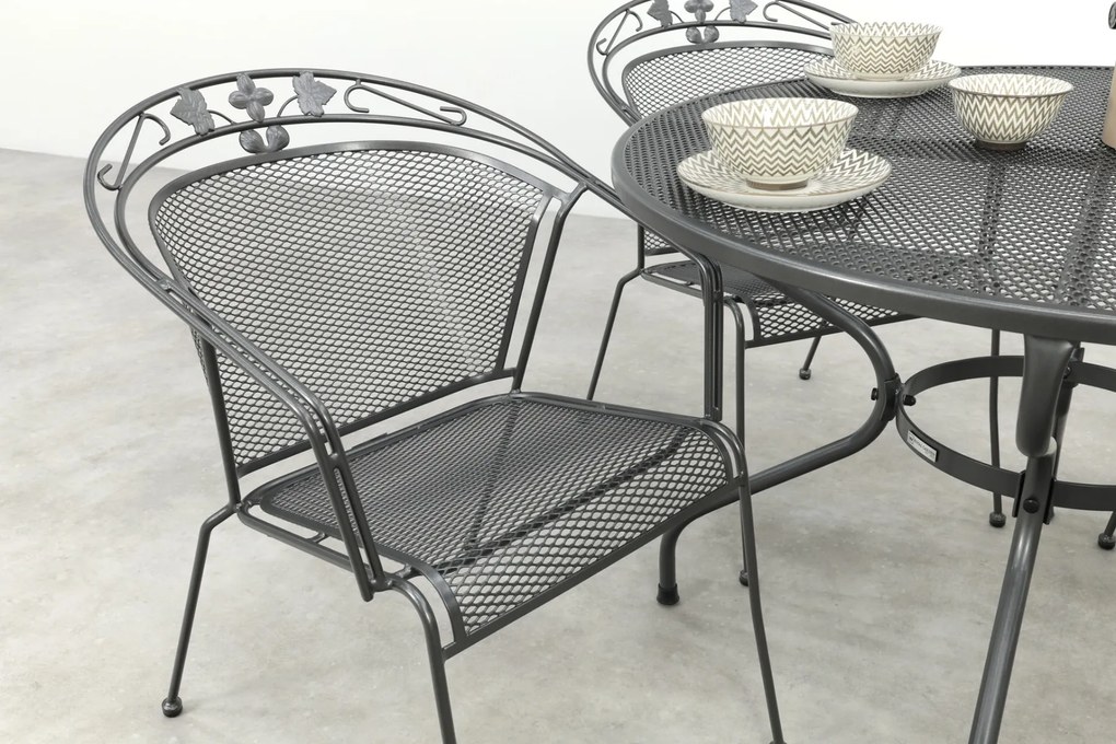 Royal Garden Elegance ronde stapelbare tuinset strekmetaal Ø105 cm.