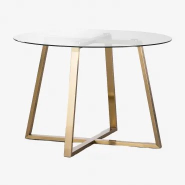 Ronde Tafel Ø110 Cm Van Glas En Staal Salyms Transparant - Sklum