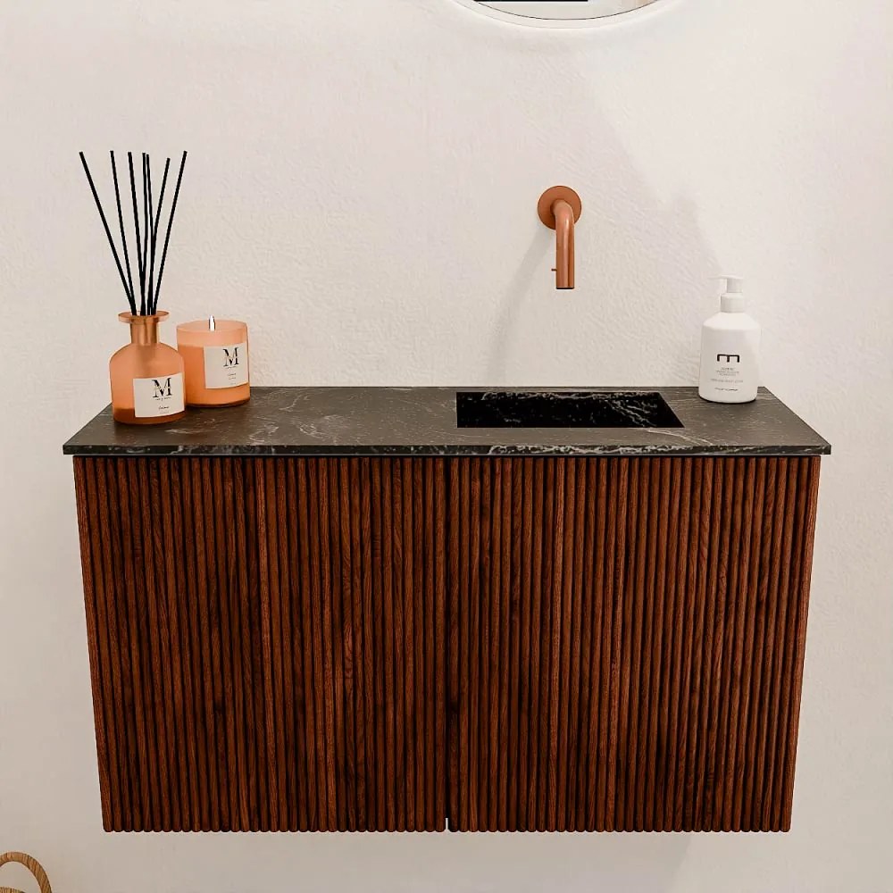 Mondiaz Joya DLux 70cm toiletmeubel ruby met wastafel faye rechts zonder kraangat lava