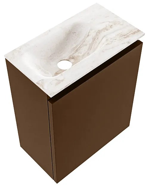 Mondiaz Ture DLux toiletmeubel 40cm rust met wastafel frappe links met kraangat