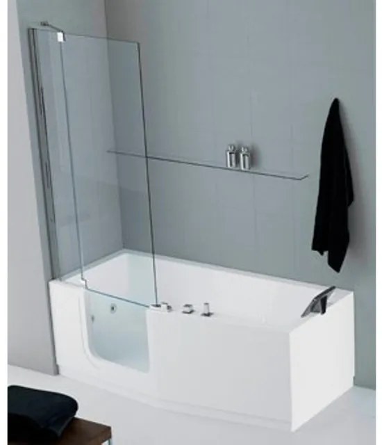 Novellini Iris Combi bad acryl links met deur en met 2 panelen 170x70/80x62cm met frame wit iri217080cs-a2