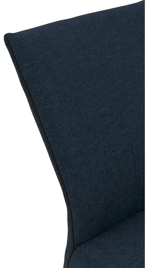 Goossens Eetkamerstoel Funk RVS Poten blauw stof leuning en Transparant skater wiel met rvs kapmet wielen, modern design