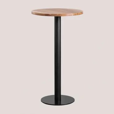 Ronde Hoge Barkruk Ø60 Cm Van Acaciahout Xiren Acaciahout - Zwart - Sklum