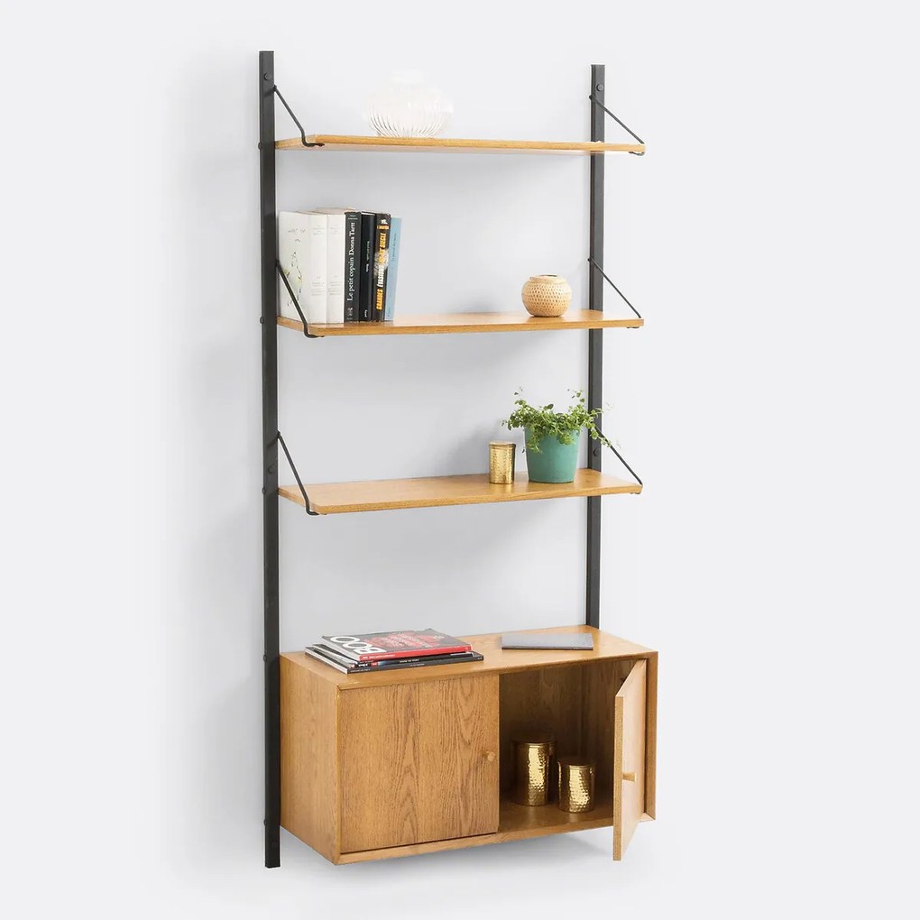 Etagère 1 gesloten kast, eiken fineer, Hiba