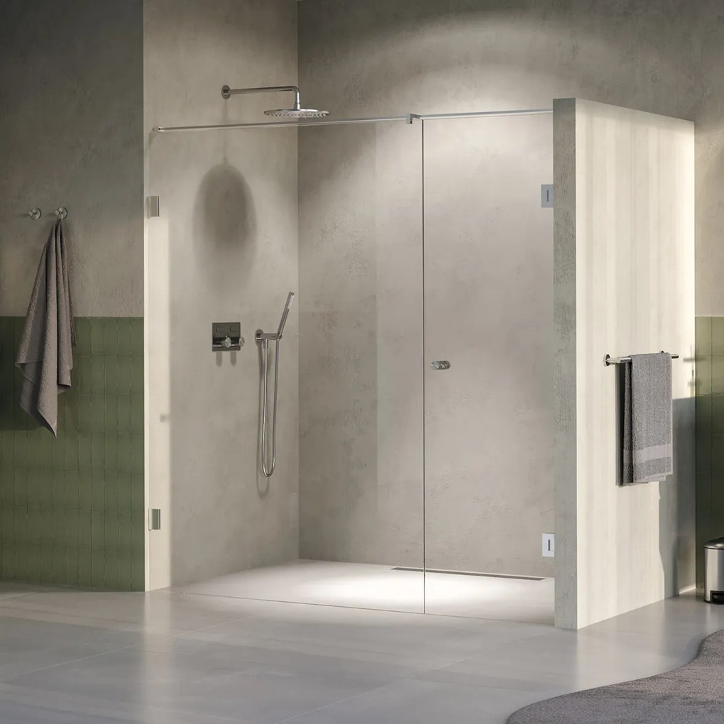 Brauer Void Carving profielloze nisdeur 190cm met draaideur 70cm aan muur RVS geborsteld PVD