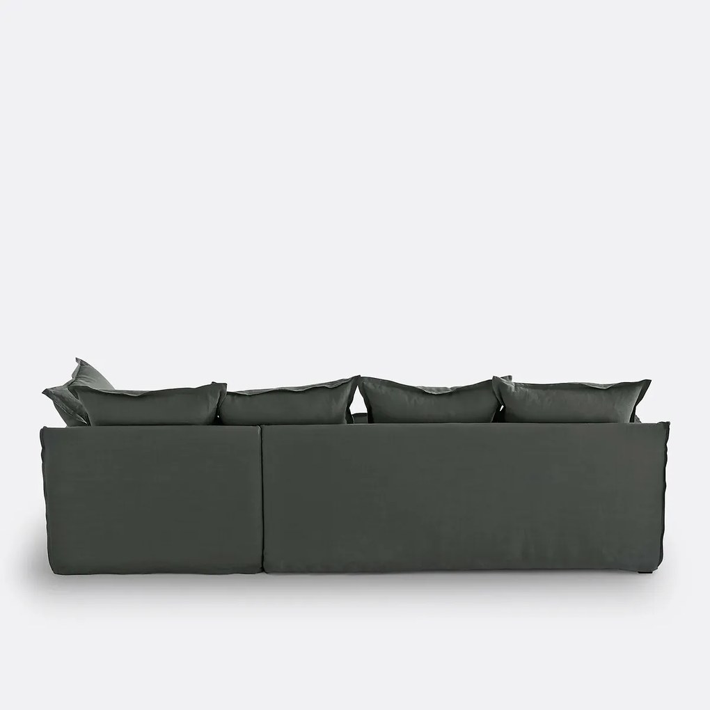 4-zits hoekbank met afneembare hoezen, omvormbaar, in gekreukt linnen, Odna